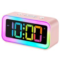 Despertador Cadmos Cute Pink com luz noturna RGB para meninas