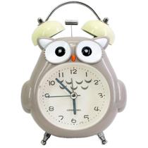 Despertador Cartoon Owl Mute Dual Bell Metal Grey 11x15cm