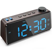 Despertador com display LED digital ANJANK, alarmes duplos, azul