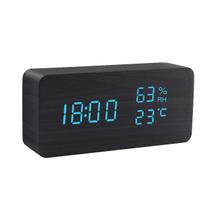 Despertador de madeira digital para mesa pulseira de madeira LED Voic - generic