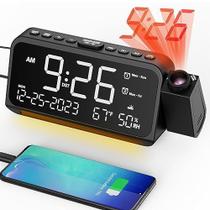 Despertador de projeção Mesqool com luz noturna e carregador USB Despertador de projeção Mesqool com luz noturna e carregador USB
