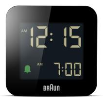 Despertador Digital Compacto com Snooze, Display LCD Negativo e Alarme em Bips - Braun