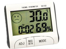 Despertador digital, higrômetro térmico, registro máximo/mínimo x3