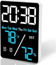 Despertador Digital LED com Dimmer E 2 Alarmes Modernos para Casa, Azul Digital Branco Moderno Relógio Temperatura Umidade Relógio de Mesa Despertador Digital LED com Dimmer E 2 Alarmes Modernos para Casa, Azul Digital Branco Moderno Relógio Temperatura Umidade Relógio de Mesa