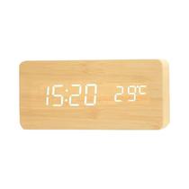 Despertador Digital LED De Madeira Com Display De Temperatura Para Decorações De Mesa De Escritório