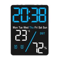 Despertador Digital Mesa 12/24 Horas, Temperatura, Umidade - Quarto, Escritório, Cozinha