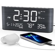 Despertador digital Mesqool com calendário, temperatura e umidade
