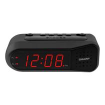 Despertador digital Sharp Black com LEDs vermelhos e alarme duplo