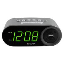 Despertador Digital Sharp com Carregador USB 2A - Fácil de Ler