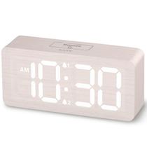 Despertador digital USCCE de madeira com números grandes branco