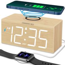 Despertador DreamSky Wooden com carregador sem fio 18W