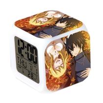 Despertador Fairys Tails de 7 cores com mudança de LED com termômetro Despertador Fairys Tails de 7 cores com mudança de LED com termômetro