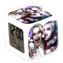 Despertador Harleys Quinns de 7 cores com mudança de LED com termômetro Despertador Harleys Quinns de 7 cores com mudança de LED com termômetro