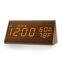 Despertador JALL Digital com display de tempo LED de madeira marrom