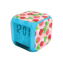 Despertador LED de morango que muda de cor, design quadrado Despertador LED de morango que muda de cor, design quadrado