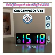 Despertador LED RGB com controle de voz digital com temperatura 16cm Despertador LED RGB com controle de voz digital com temperatura 16cm