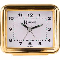 Despertador Quartz Herweg Ref: 2642-029 Dourado Retangular