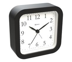 Despertador Quartz Preto Fosco - Alarme, Snooze, 12x12x4cm - Herweg