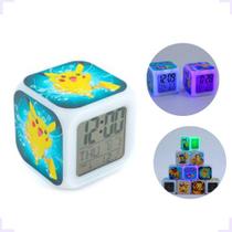 Despertador Relógio P/ Quarto Infantil Luminária Led Pokémon - atelie