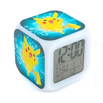 Despertador Relógio Quarto Infantil - ul/ Pikachu Feliz