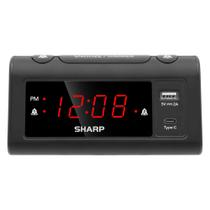 Despertador Sharp Super Fast USB-C Charging 2 Alarms Black