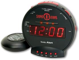 Despertador Sonic Bomb Dual Extra Alto com Vibrador de Cama - Preto