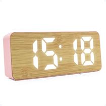 Despertador Volume Alto Relógio Cabeceira Digital De Madeira