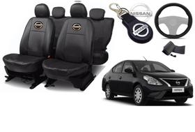 Detalhes Premium: Kit Capas Couro Nissan Versa 2011-2019 + Volante + Chaveiro