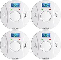 Detector de fumaça e monóxido de carbono Linsoal Battery, pacote com 4 Detector de fumaça e monóxido de carbono Linsoal Battery, pacote com 4