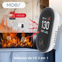 Detector De Monóxido De Carbono 3 Em 1 Com Sensor De Temperatura E Umidade Alarme Sonoro CO Da MOES