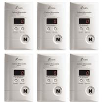 Detector de Monóxido de Carbono Kidde Plug-in com Bateria Reserva 9V - Kit com 6 Unidades
