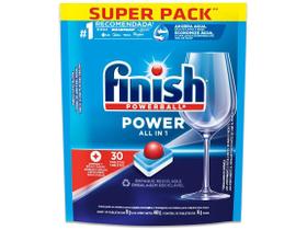 Detergente em pastilha para maquina de lavar loucas com 30 unidades powerball