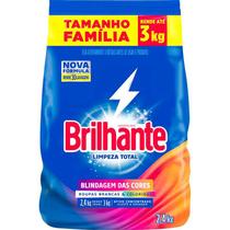 Detergente em Pó Brilhante Limpeza Total Pacote com 2,4kg