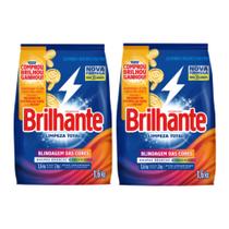Detergente em pó lava roupas Brilhante limpeza total 1,6kg - Kit com 02 unidades