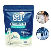 Detergente em Pó Máquina de Lavar Louças Sabão 500g Secante Abrilhantador 2 em 1 Desengordurante