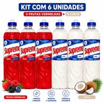 Detergente Lava Louça Liquido Suprema Misto 3 Coco e 3 Frutas Vermelhas 500ml Total 6 Unidades
