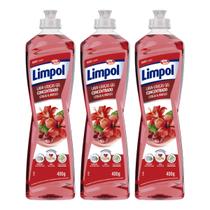 Detergente Limpol Gel Cereja e Hibisco 400ml Kit 3 Unidades Limpeza Eficiente