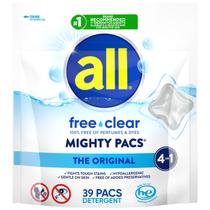 Detergente para ropa Mighty PACS sin fragancia, paquete de 39 unidades