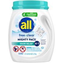 Detergente para roupa All Mighty Pacs Free Clear Odor Relief 56