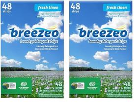 Detergente para roupa Breezeo Tiras de detergente para roupa Fresh Linen Scent 48 tiras