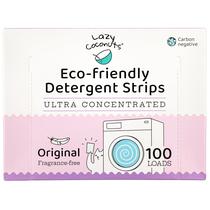 Detergente para roupa em tiras, cocos preguiçosos, 100 cargas, sem perfume