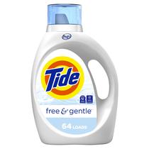 Detergente para roupa Tide Free & Gentle, sem perfume, 2,48 L, 64 cargas