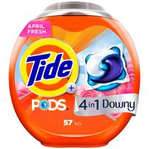 Detergente para roupa Tide PODS 4 em 1 com Downy 57 unidades