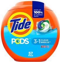 Detergente para roupa Tide Pods Clean Breeze 57 pacotes de 1,36 L