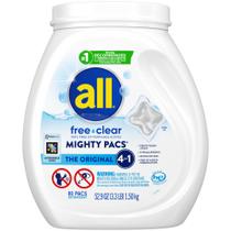 Detergente para roupa, totalmente gratuito, Clear Mighty Pacs, 80 unidades
