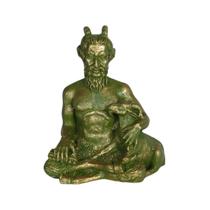 Deus Pan ou Pã - Estátua Artesanal em Resina Verde com Ouro envelhecido Deus Pan ou Pã - Estátua Artesanal em Resina Verde com Ouro envelhecido