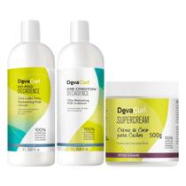 Deva Curl Decadence No Poo 1L, Condicionador 1L e Supercream 500ml