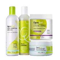 Deva Curl Shampoo Low-Poo+Condicionador One Condition 355ml+Heaven in Hair Tratamento 250ml+Creme Modelador 500ml