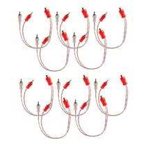 Dez Cabo Y Rca Automotivo Banhado Ouro Tech One 2 Machos 1 Fêmea Blindado Vermelho e Transparente Dez Cabo Y Rca Automotivo Banhado Ouro Tech One 2 Machos 1 Fêmea Blindado Vermelho e Transparente