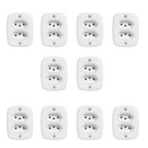 Dez Conjuntos com 2 Tomadas 2P+T 20A 250V, com Placa de Sobrepor Branco Pluzie Dez Conjuntos com 2 Tomadas 2P+T 20A 250V, com Placa de Sobrepor Branco Pluzie
